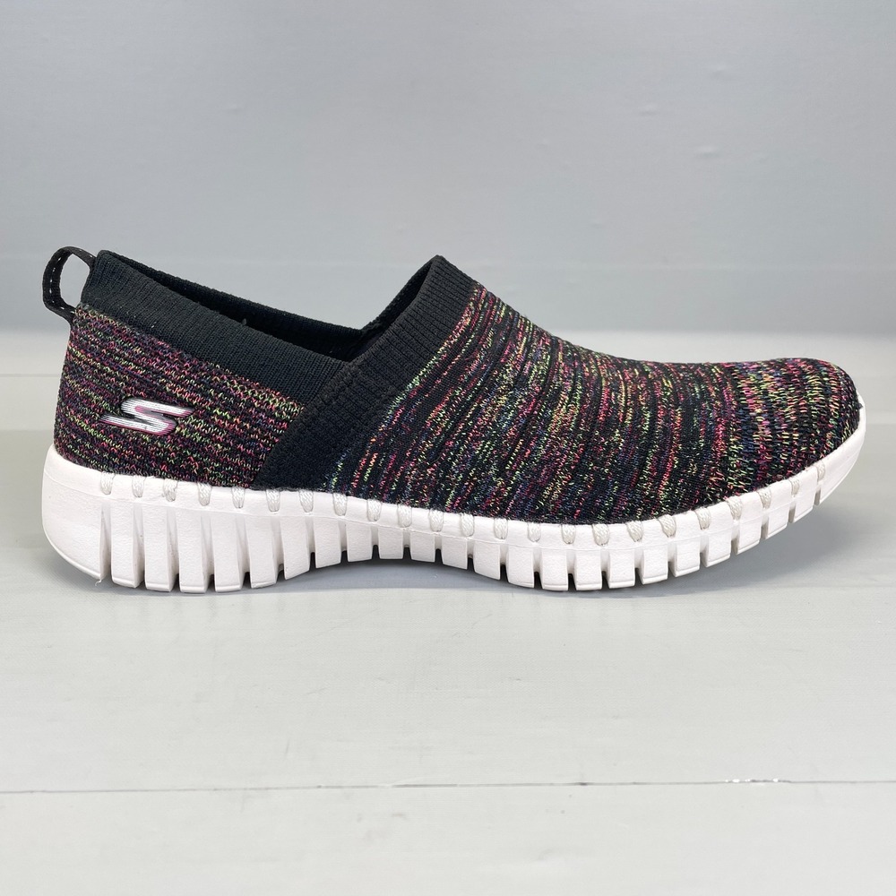 Skechers Go Walk Smart Walking Shoes Womens Size 10 Black Multi Slip On Sneakers